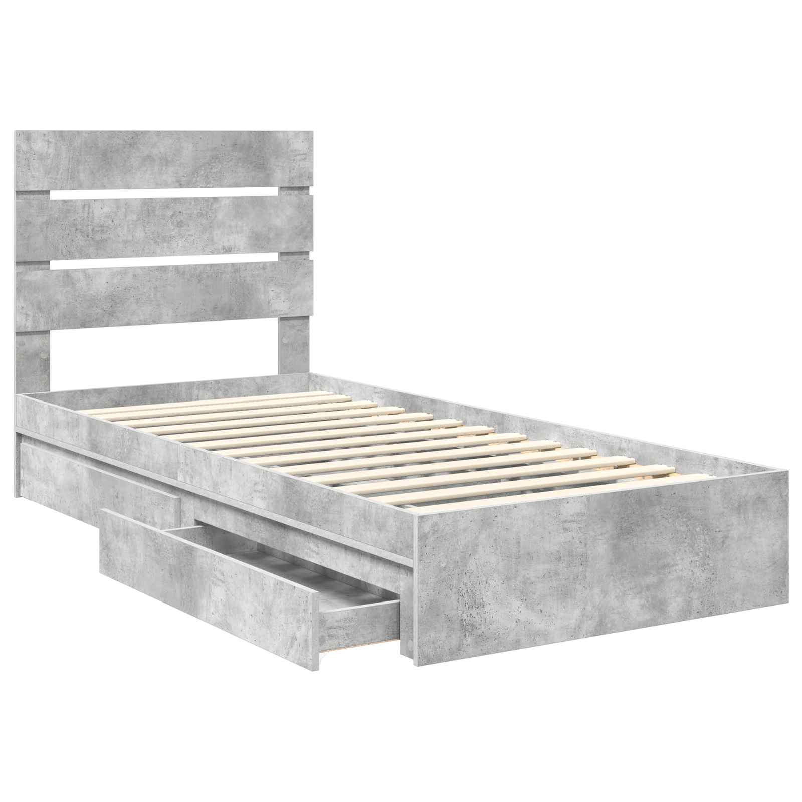 Lit de rangement Gris béton 90 x 190 cm panneau de bois - 5