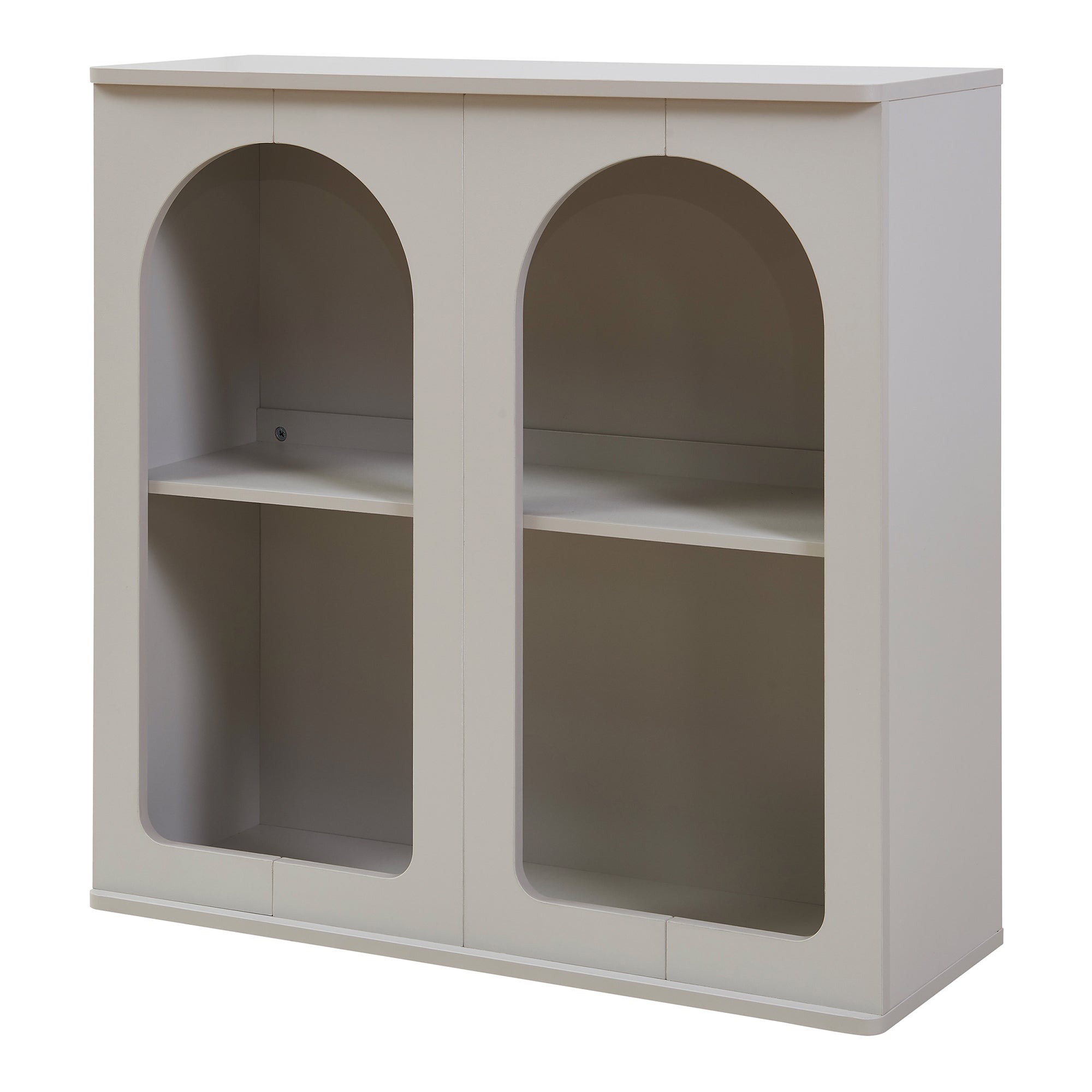 Mueble De TV TRORHUN Con 6 Compartimentos Y Diseño Arqueado, Mesa De Tele Rectangular De 140x38x48 Cm En Blanco, Ideal Para Salón, Dormitorio U Oficina