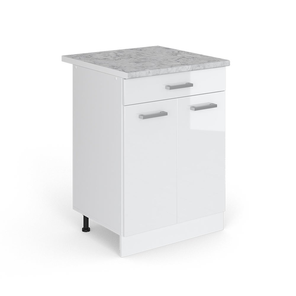 Vicco Szafka dolna do kuchni R-Line, Biały wysoki połysk, 60 cm z szufladą BR Marmur