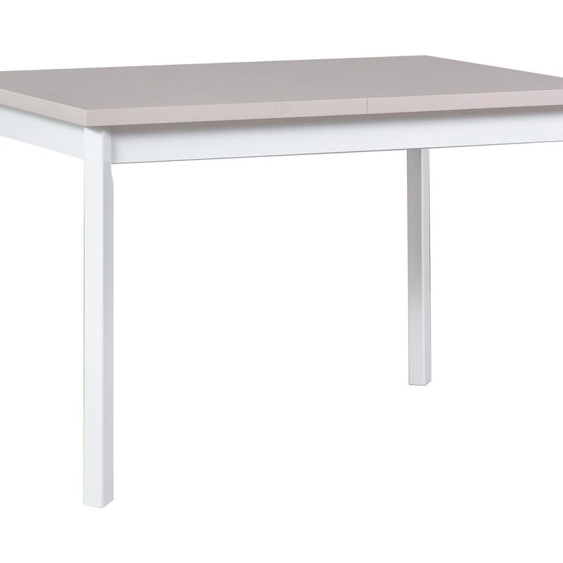 Nowoczesny kaszmirowy rozkładany stół kuchenny Max V-P na białych nogach – elegancka funkcjonalność