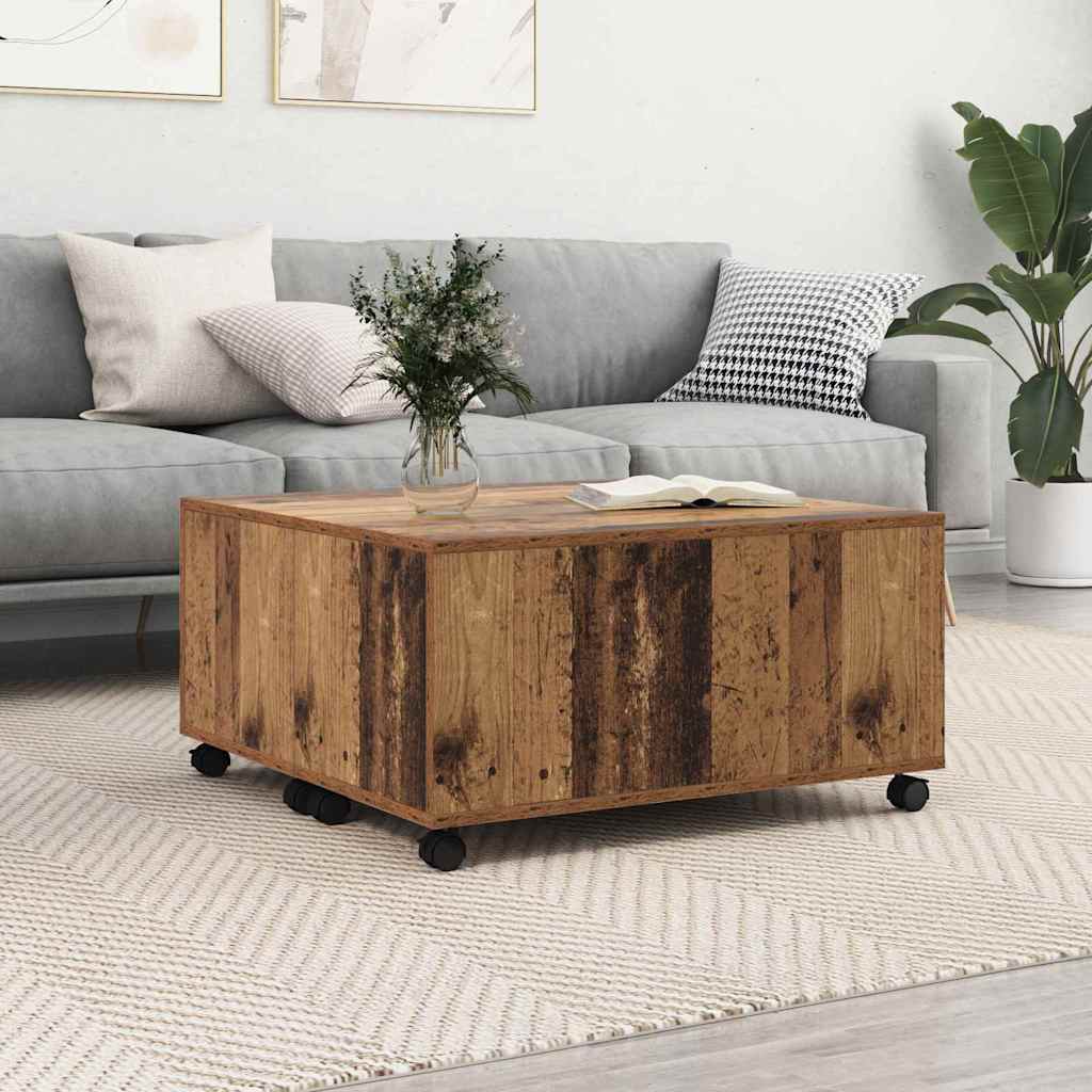 Stolik kawowy z szufladą Stare drewno 75 x 75 x 38 cm vidaXL