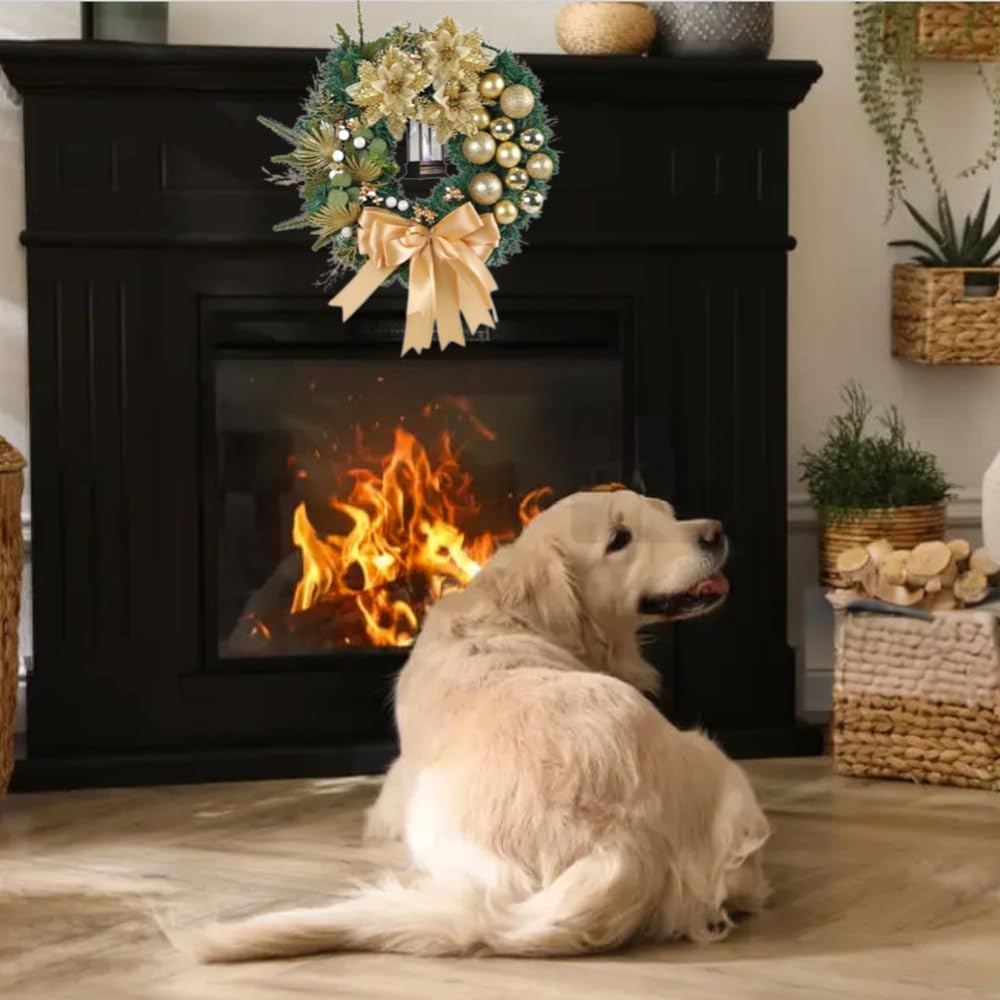 Ghirlande decorative a tema natalizio, decorazioni per porte e pareti per Natale, ghirlande natalizie luminose, luce calda. - 4