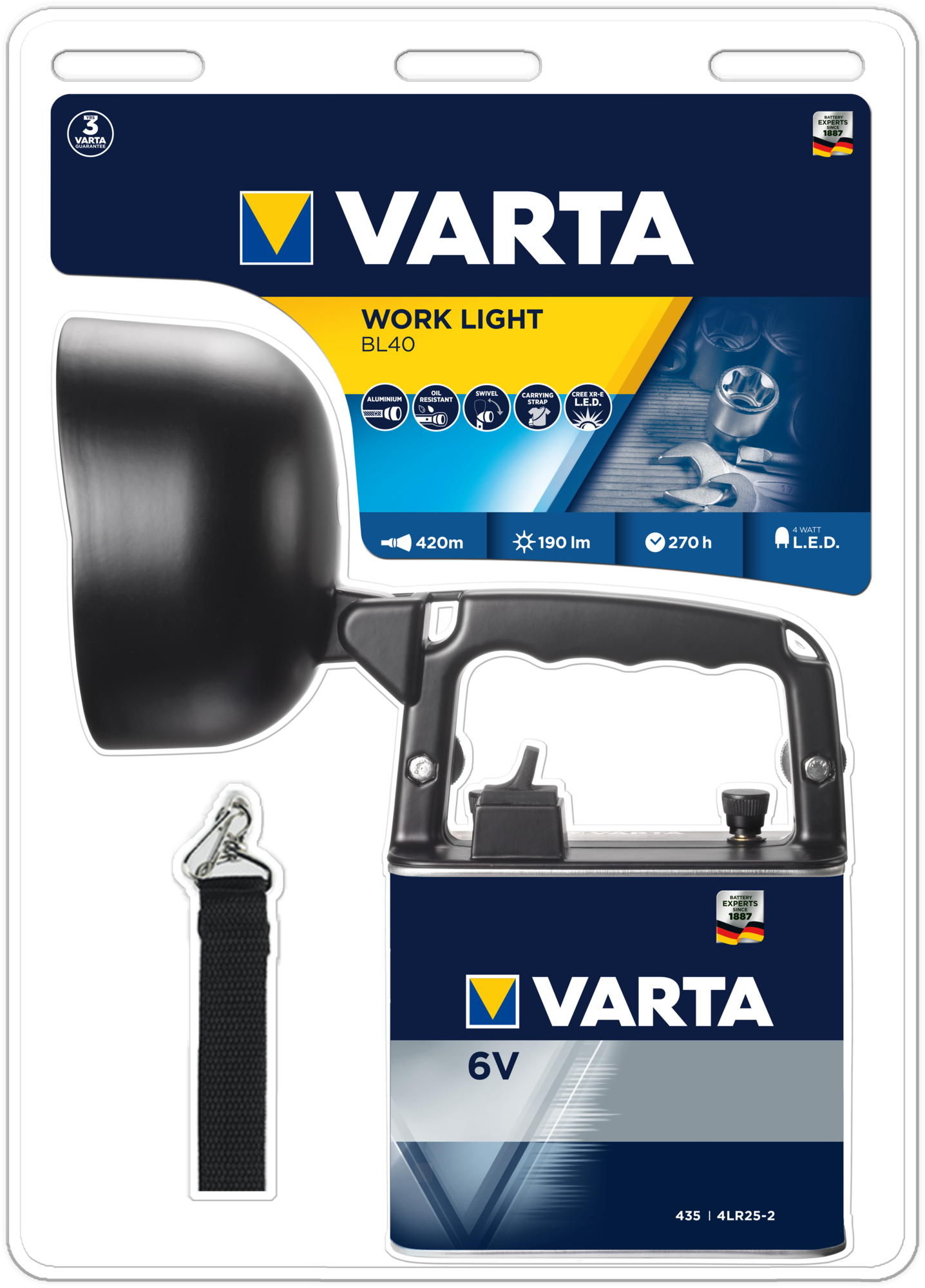 Phare Worklight led - 8 V + pile alcaline 4R25/2 VARTA - 6