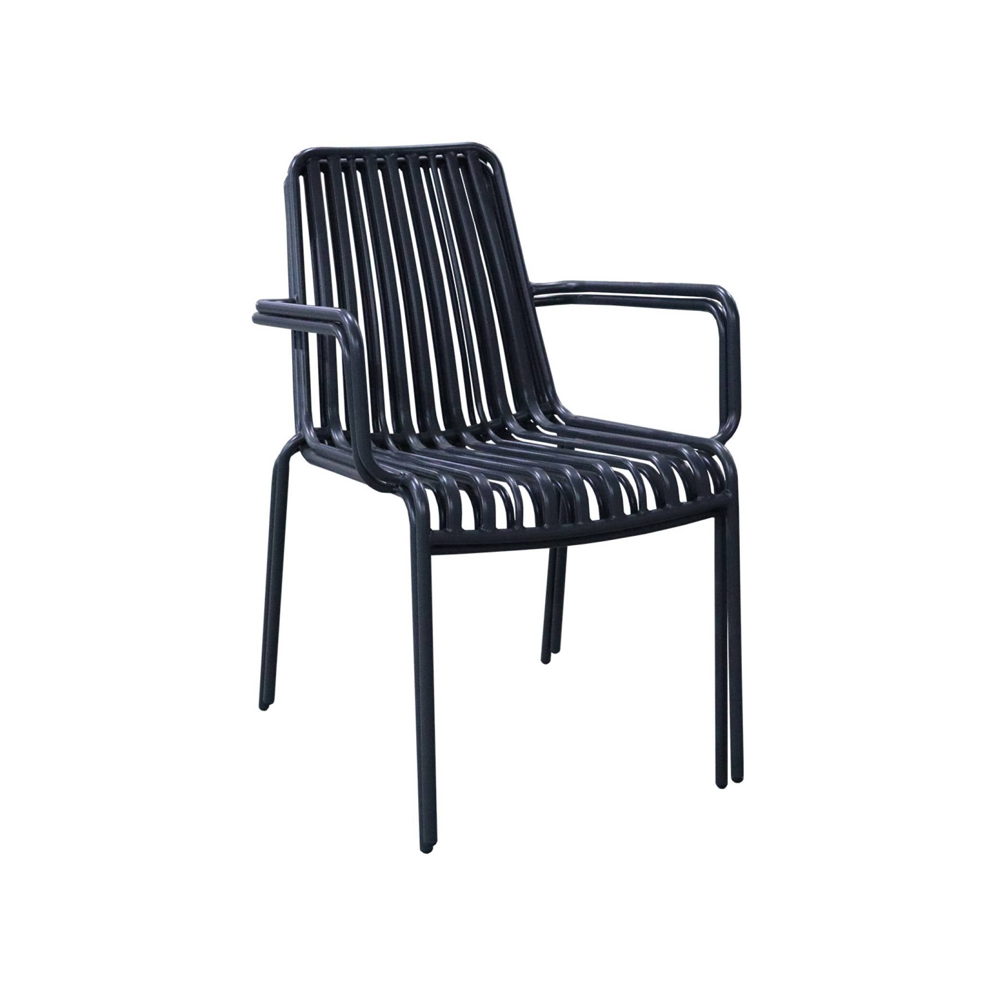 Lot de 2 fauteuils de jardin FLORIDA anthracite empilable en acier. L 59 x P 53.5 x H 78 cm FLORIDA - 7