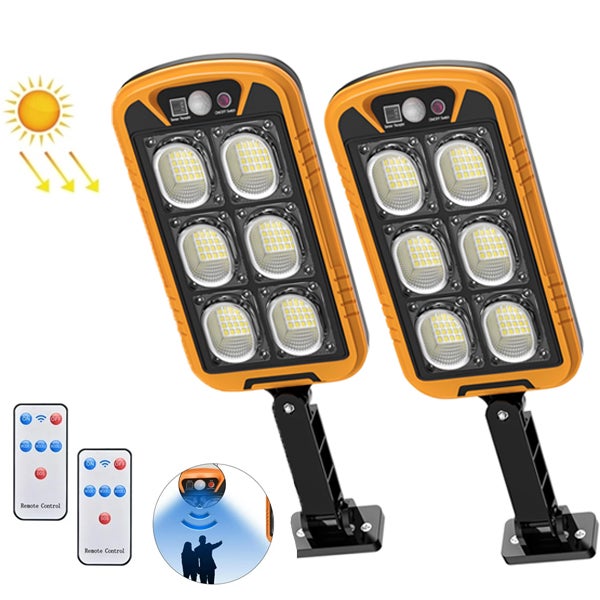 Zewnętrzna lampa solarna 150 LED - Reflektor bezpieczeństwa z czujnikiem ruchu - 3 tryby - Białe światło - Wodoodporność IP65 - Do ogrodu - 2 sztuki