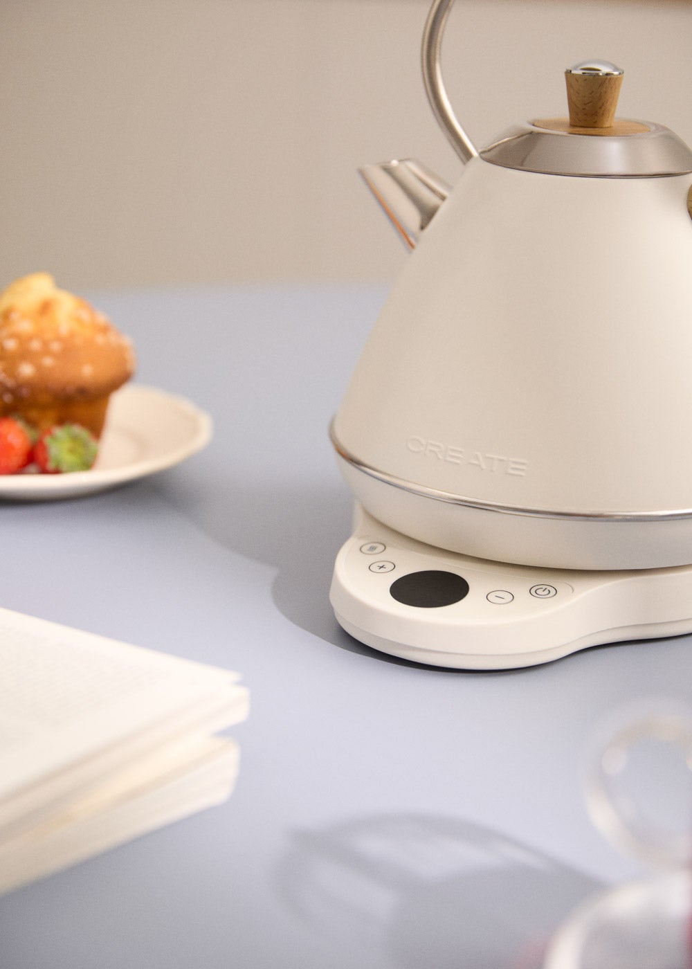 CREATE - KETTLE RETRO PRO - Bouilloire électrique 1 L avec contrôle de température - Blanc cassé - 4