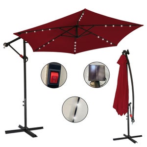 Ombrellone Da Giardino 350 Cm Con Manovella - Protezione UV 50+, Impermeabile, Rosso