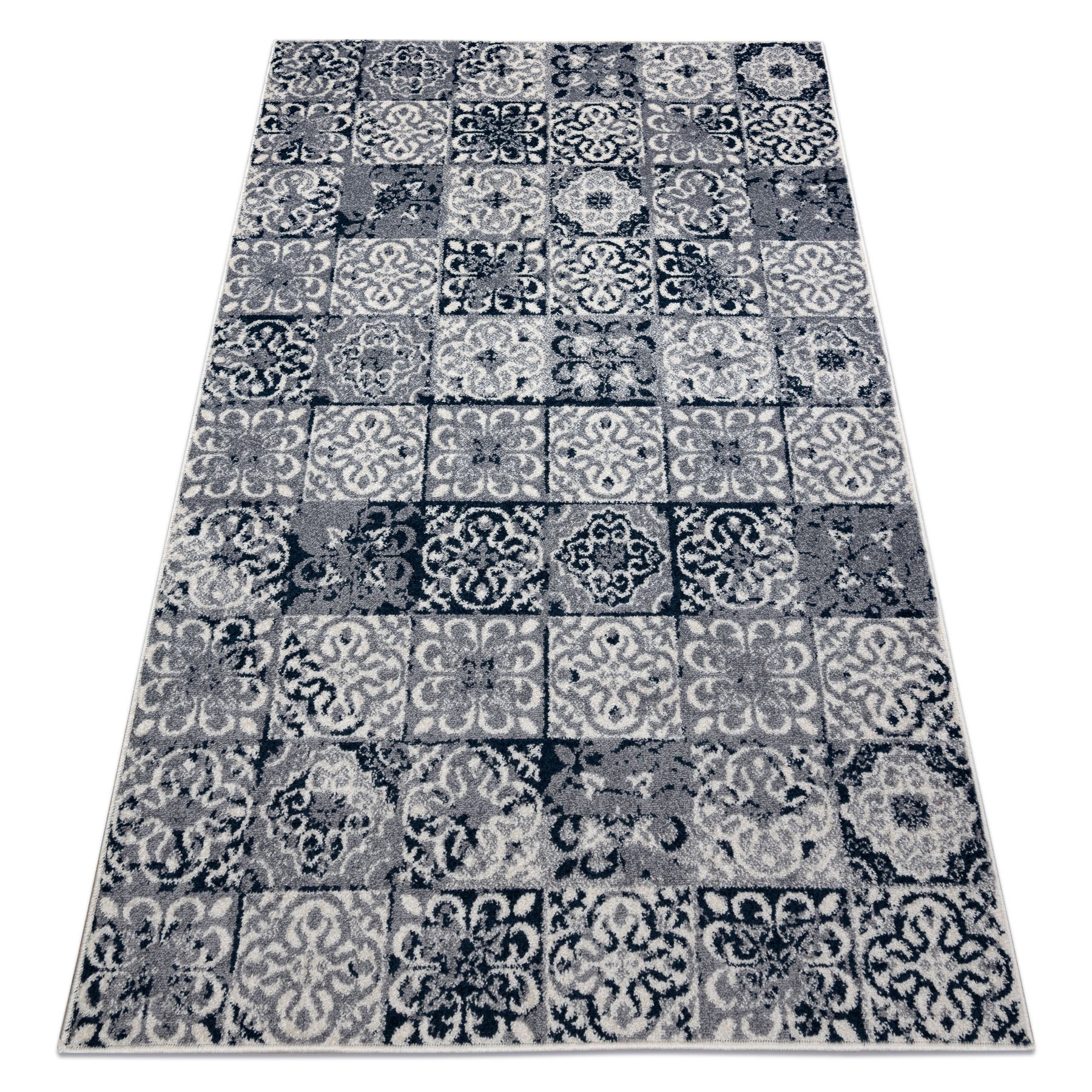 Dywan HEOS 78586 krem / niebieski PATCHWORK, PŁYTKI LIZBOŃSKIE 190x270 cm