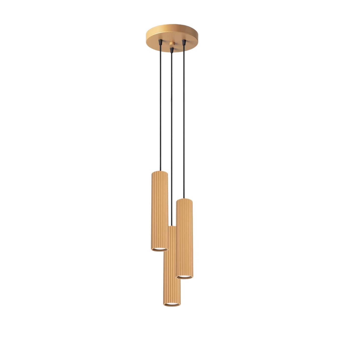 Lampa wisząca Karbon złoto-czarna 3xGU10x10W nowoczesna wym: 108 x 19,5 x 19,5 cm aluminium Sollux Lighting