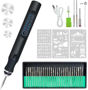 Stylo Graveur Rotatif USB Rechargeable - 3 Vitesses Réglables (10-20000 Tr/min) - 30 Têtes Incluses - Pour Bijoux, Bois, Verre, Métal