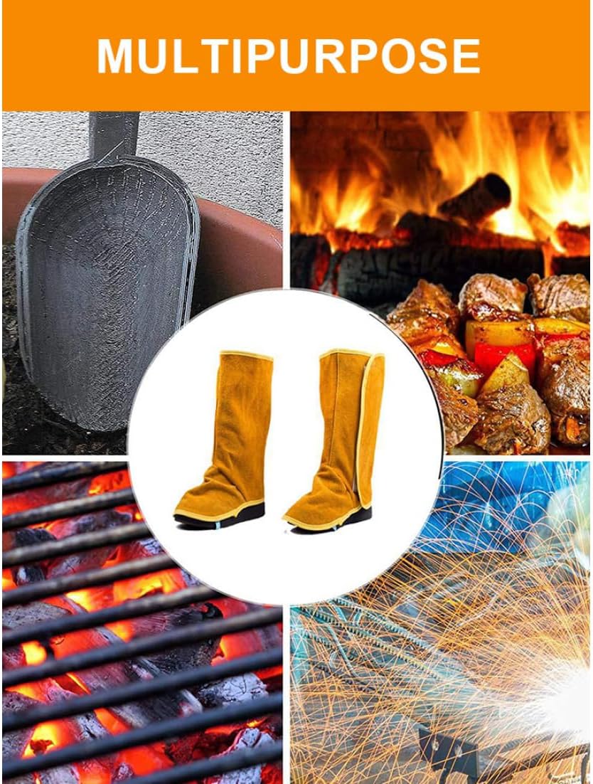 Polainas de soldar em pele, botas e calçado de soldar resistentes ao fogo, protetores para pés de soldador de alta resistência Capas - 5