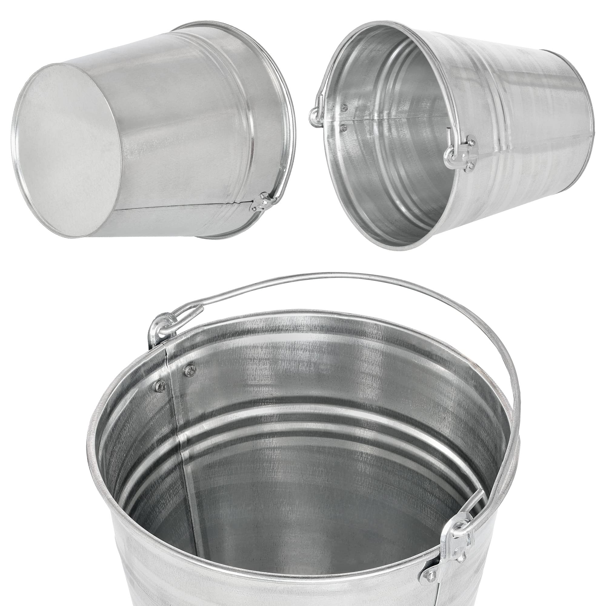 Seau à Cendre - Seau De Maçon - Acier Galvanisé - 7 L - Argent - pour le Jardinage - Résistant à la Rouille - Polyvalent KOTARBAU - 9