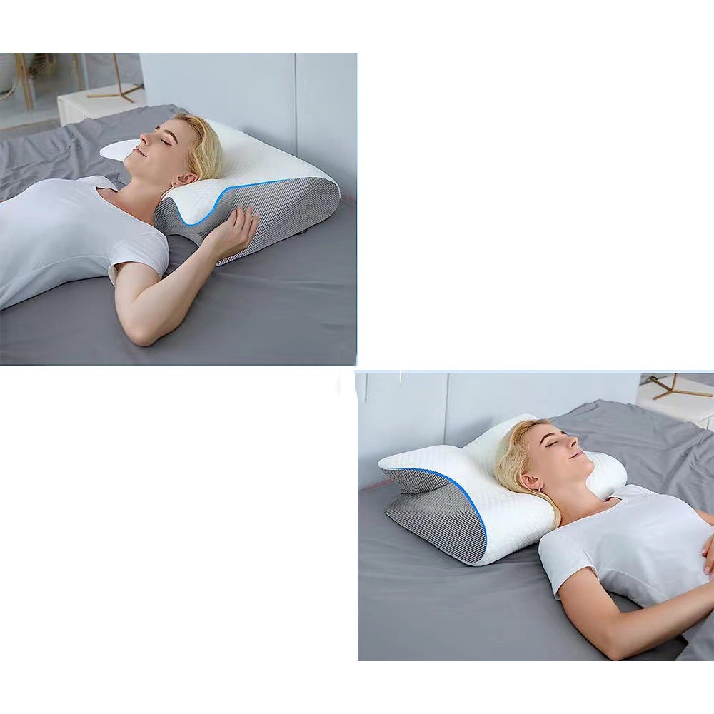 Oreiller d'angle papillon, oreiller de soutien cervical, oreiller en mousse à mémoire de forme, noyau et taie d'oreiller, blanc - 6