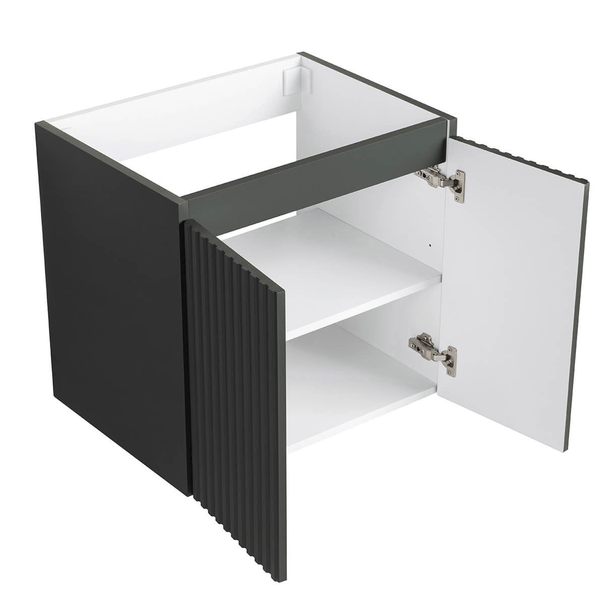 Meuble Prémonté sous vasque Gris 2 portes strié 60CM LINEA - 2