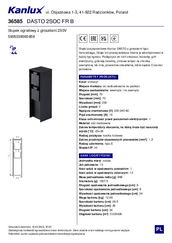 2 prese 230V – Acciaio inossidabile – IP44 – Antrasite - 11