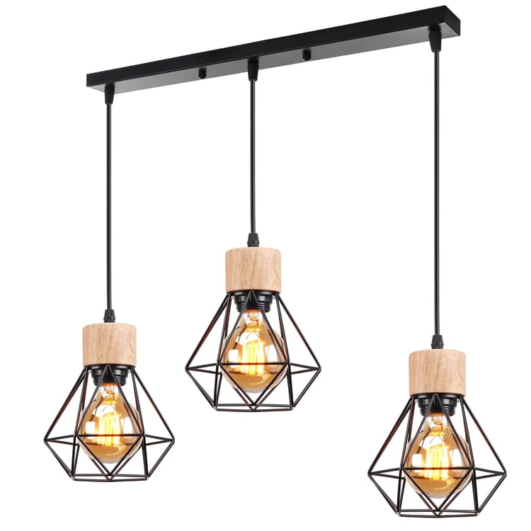 Lustre industriel, plafonnier cage en métal, suspension vintage, lampe suspendue, longueur de corde de suspension réglable (sans ampoule) - 9