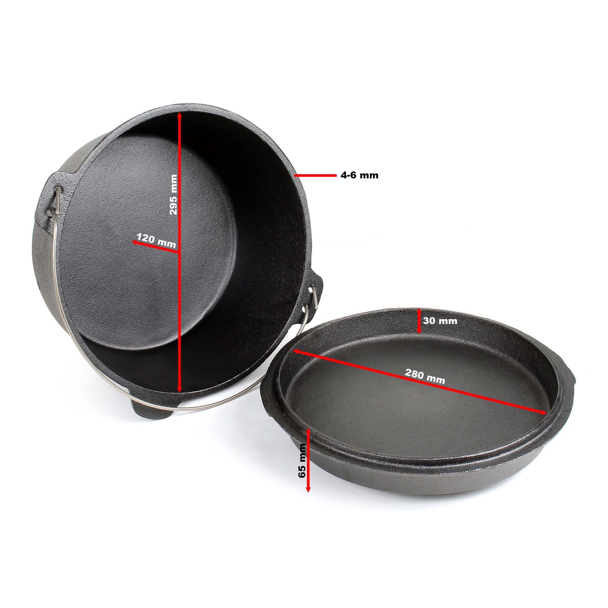 Dutch Oven Marmite 9L en Fonte Dessous-plat Lève-couvercle Pied de support Fait-tout Pot Cocotte Feu de camp Camping Barbecue Grillade… Wiltec - 5