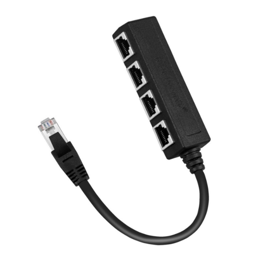 Adaptateur Répartiteur RJ45, Répartiteur Ethernet 1 à 4 Adaptateur Réseau Répartiteur LAN Cat 7 Câble Adaptateur de Connecteur de Prise Ethernet - 5