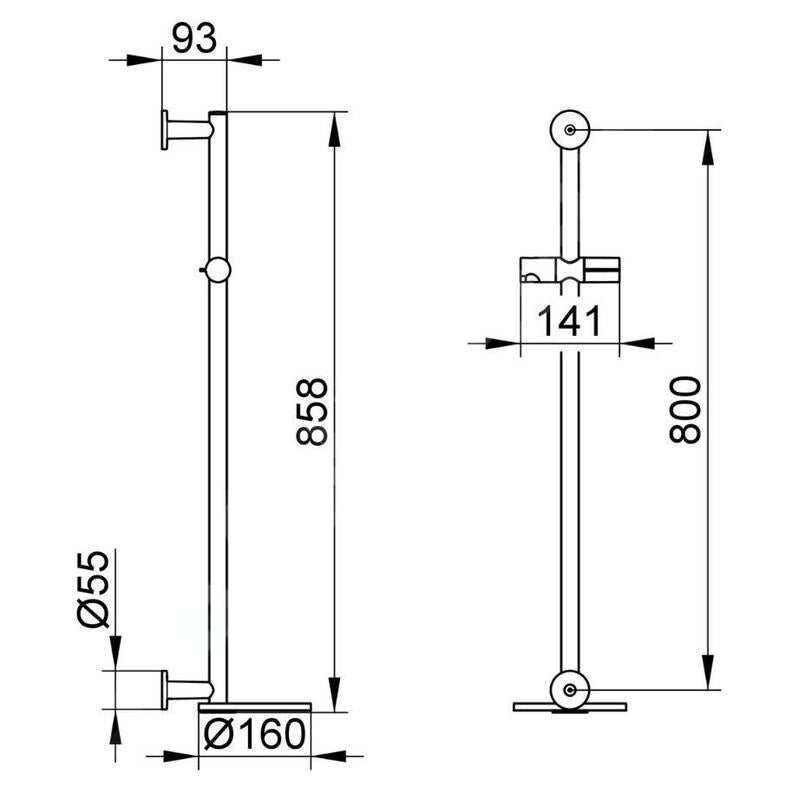Barre de douche IXMO 855 mm, avec étagère, ronde chromée / blanche KEUCO - 2