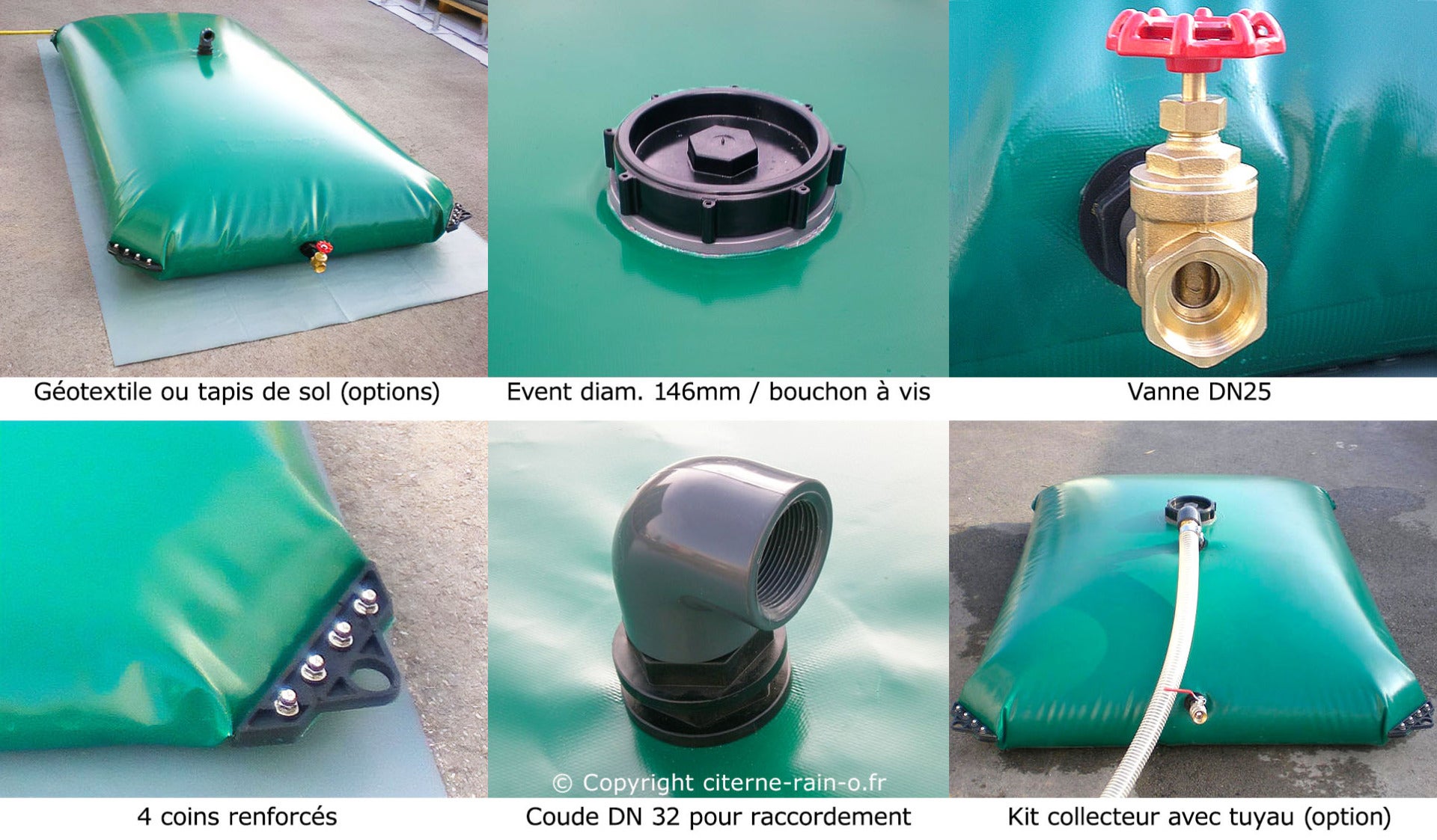 Citerne souple 10000 litres (10 m3) - Forme Standard (5,82 m x 2,98 m x 0,90 m) - 4
