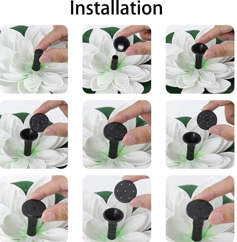 Fontaine solaire flottante d'extérieur avec nénuphar, bain d'oiseaux, pompe solaire, 4 modes pour bassin à poissons, jardin, aquarium, piscine，2.5W - 6