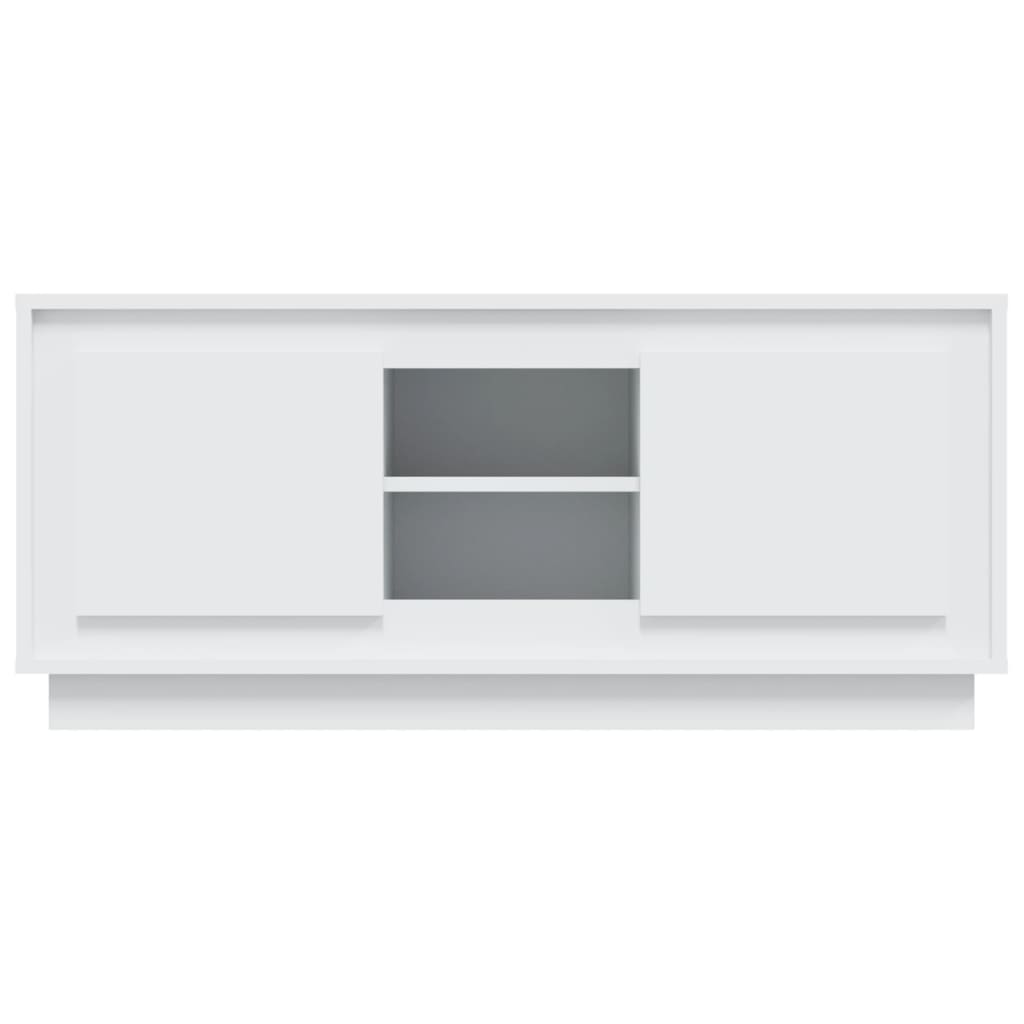 Meuble TV blanc 102x35x45 bois d'ingénierie - 6