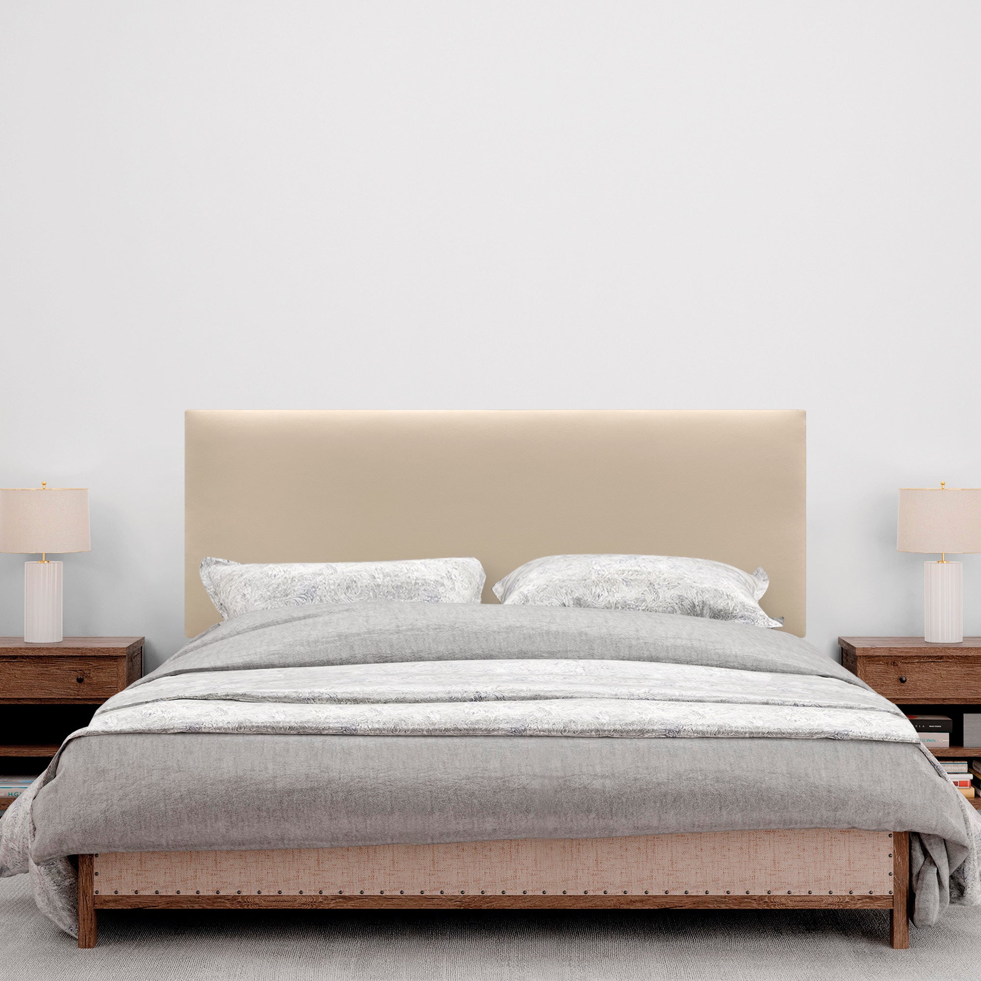 DHOME Cabecero de Polipiel Liso cabeceros Cabezal tapizado Cama (Polipiel Beige, 145cm (Camas 120/135/140)) - 4