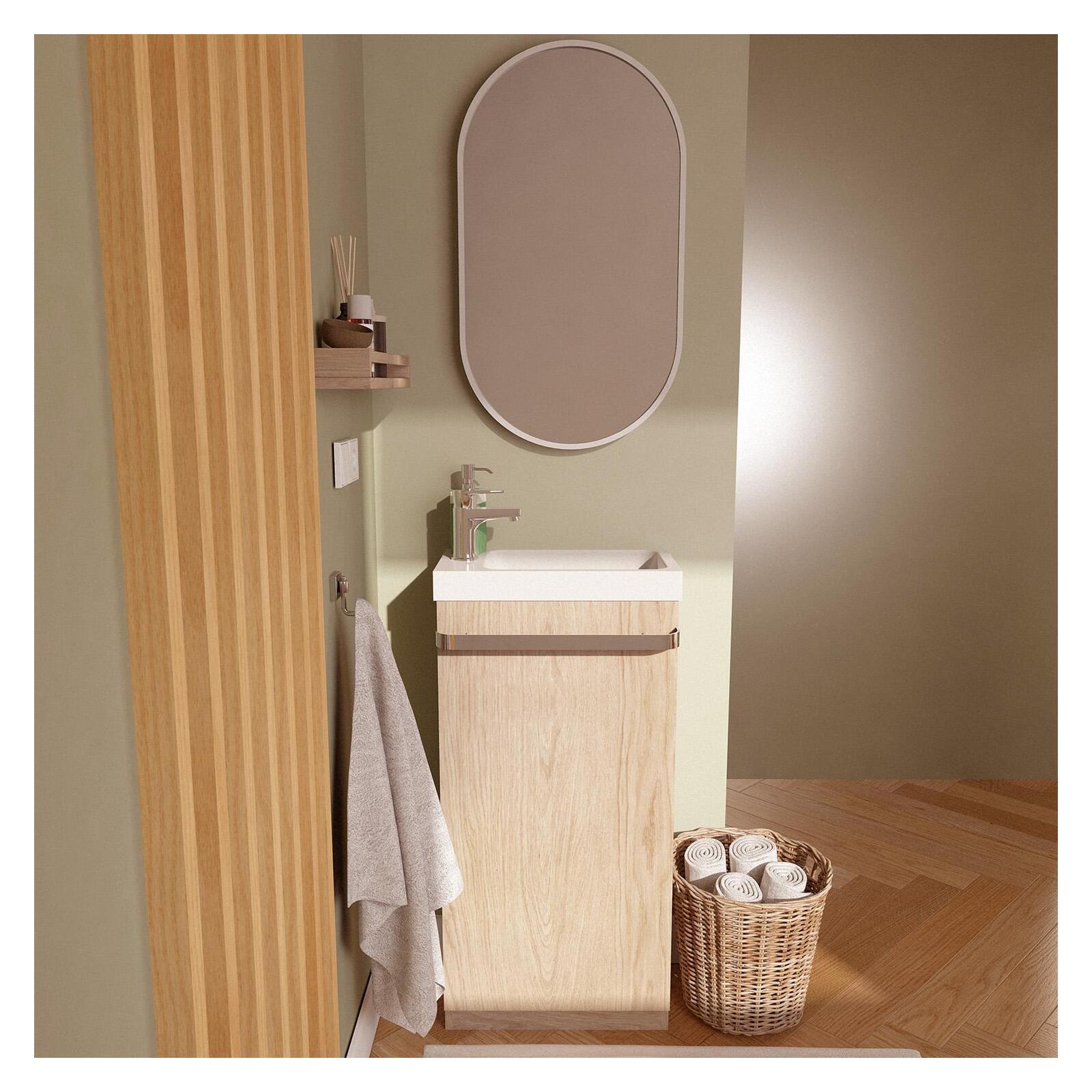 Meuble de lave-mains Atlantic Imani chêne naturel avec vasque blanche Meuble de lave-mains Atlantic Imani chêne naturel avec vasque blanche