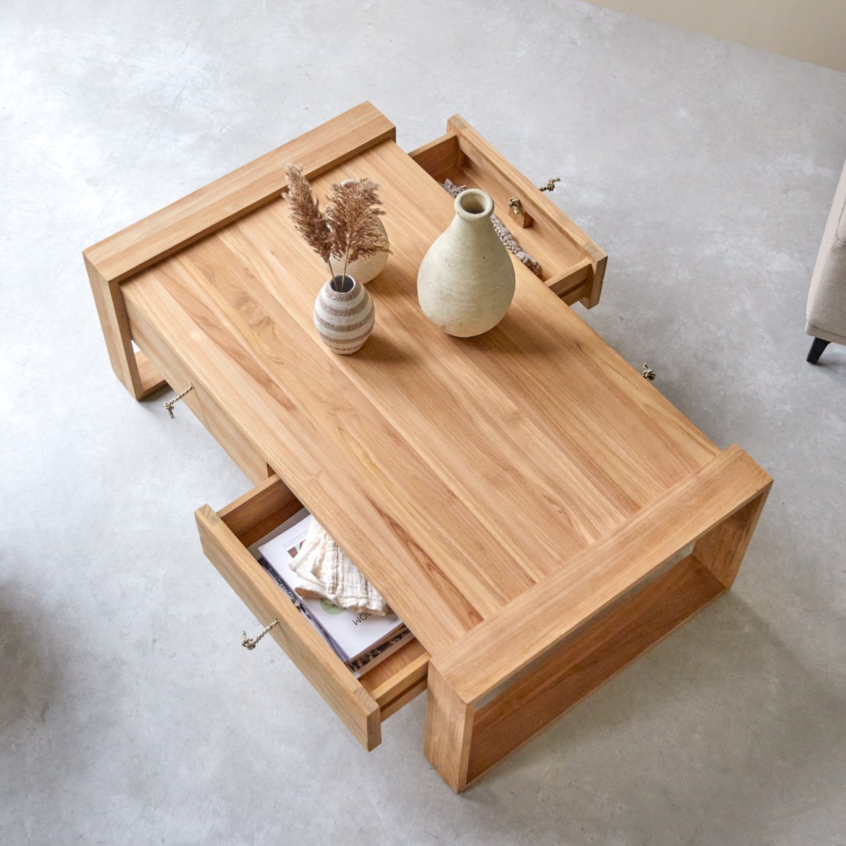 Teak Massello Mobile Basso Per Salone Tikamoon Tavolino Bass