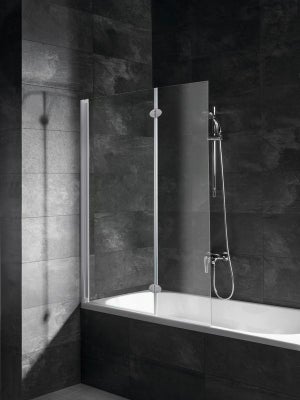 Schulte pare-baignoire, 104x130 cm, paroi de baignoire réversible, écran pliant, 2 volets pivotants, verre 5 mm transparent, alu argenté, Komfort