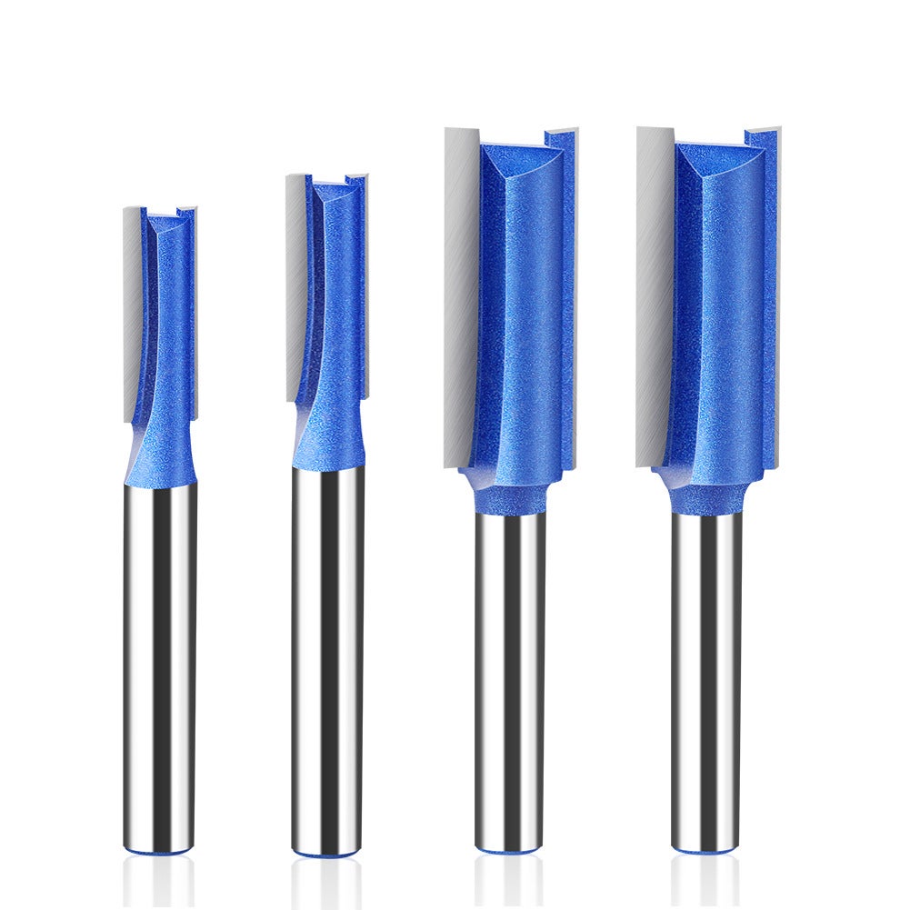 Zestaw 4 frezów prostych do routera z trzpieniem 6 mm, frez prosty trzpieniowy, średnica cięcia 6,35/7,96/9,52/12,7 mm, frez prosty do obróbki