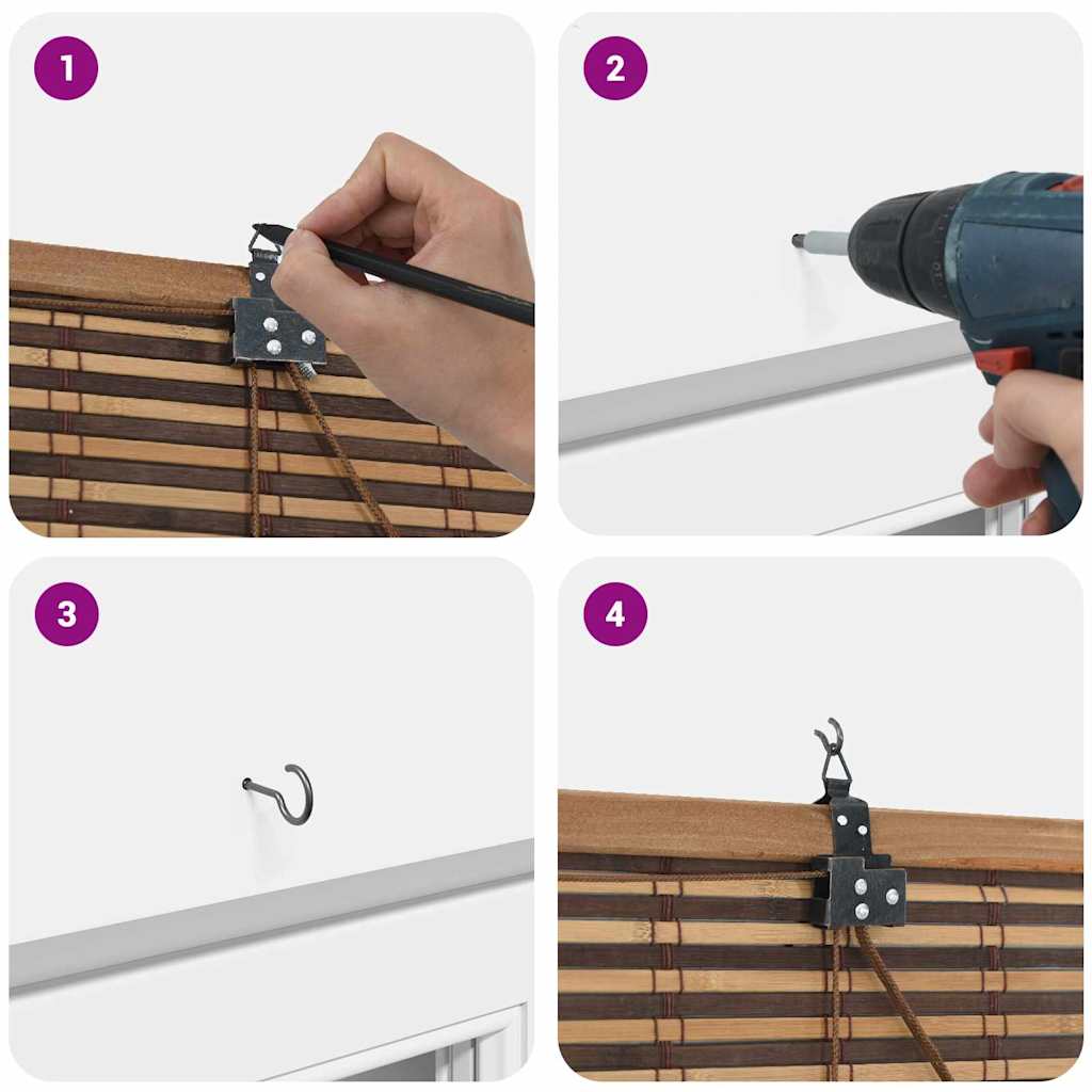 Store vénitien | Store de Fenêtre Géométrique Marron 150 x 220 cm Bambou - 8