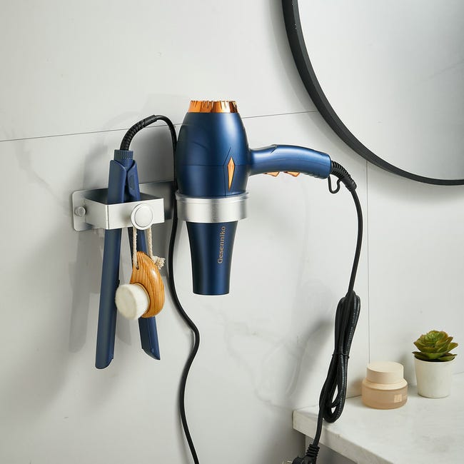 Support Mural Magnétique Sèche-Cheveux – Sans Perçage, Alliage Aluminium, Ultra Stable, Pour Salle De Bain & Coiffure