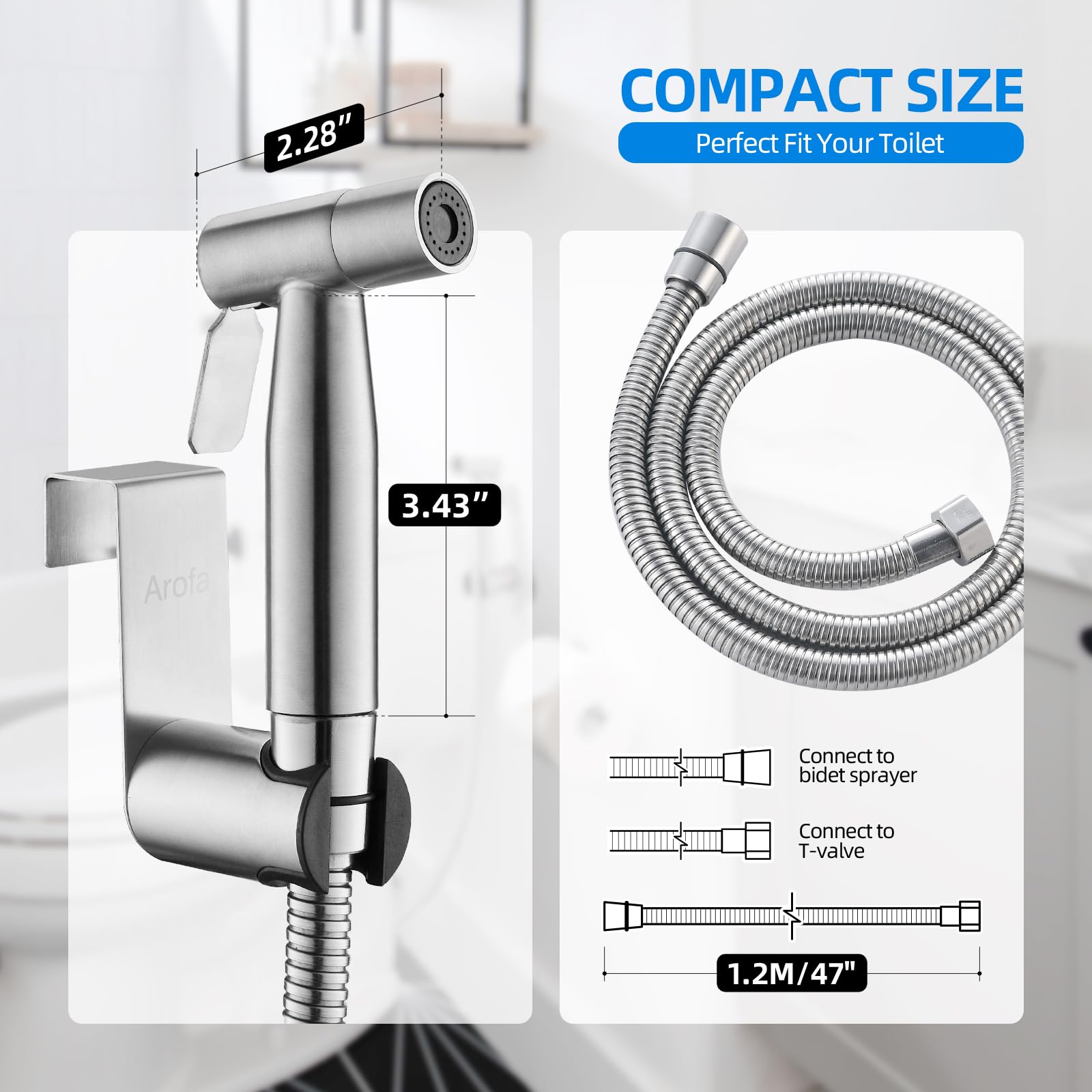 Kit hygiène WC. Robinet 3 voies + Douchette ABS + Flexible 1,2m + Support - 6