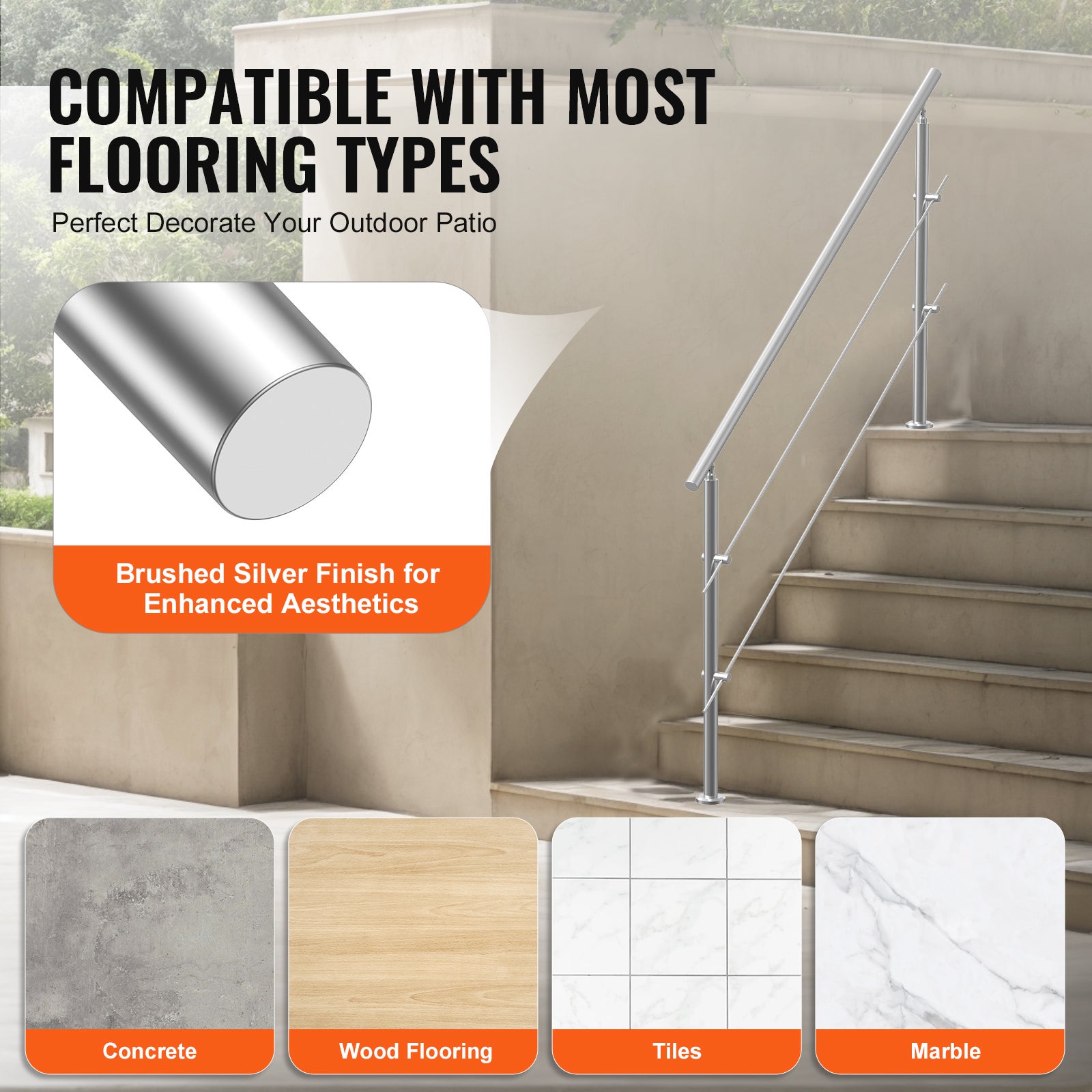 Rampe d'escalier extérieure,VEVOR 70,9