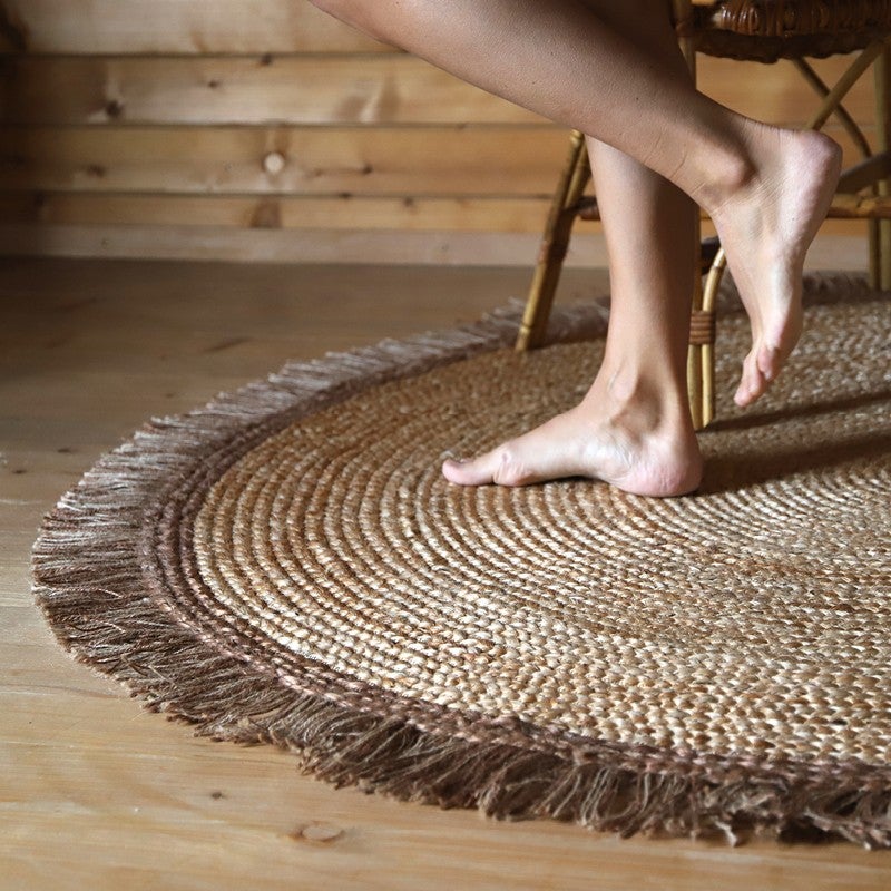 Tapis Rond Jute avec franges D140cm Thar - 5