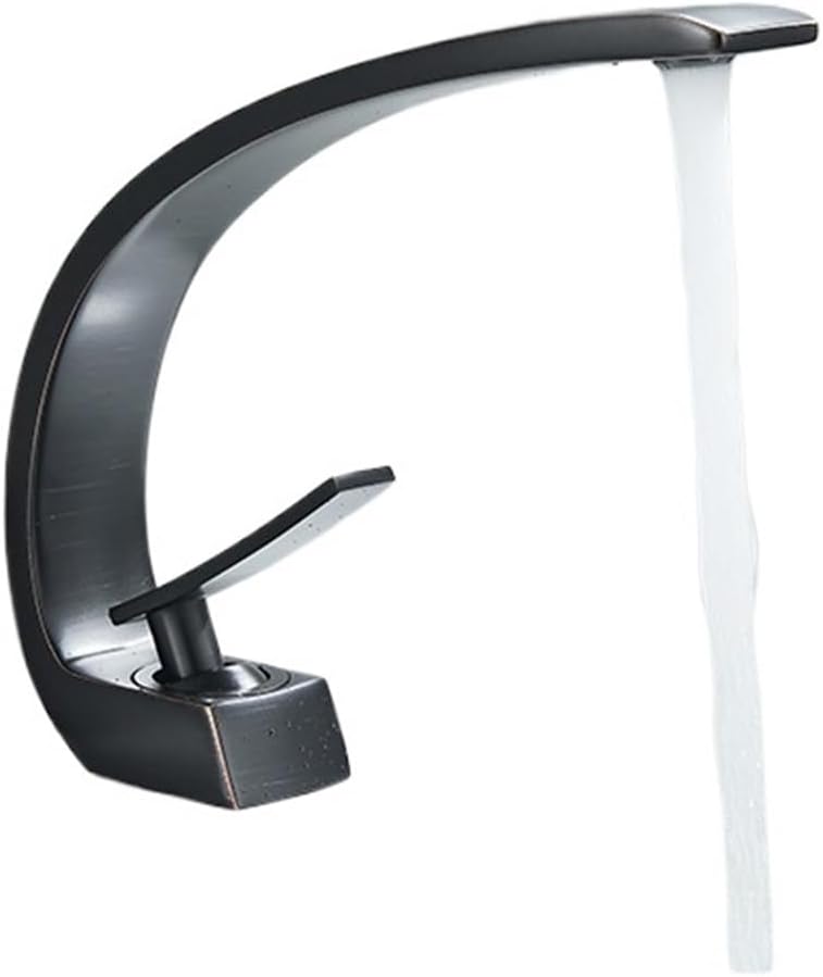 Kran łazienkowy 1/3 otwory, jedna łapa, design księżycowy, z deską + flexiblem, dla umywalki/kamper（czarny）