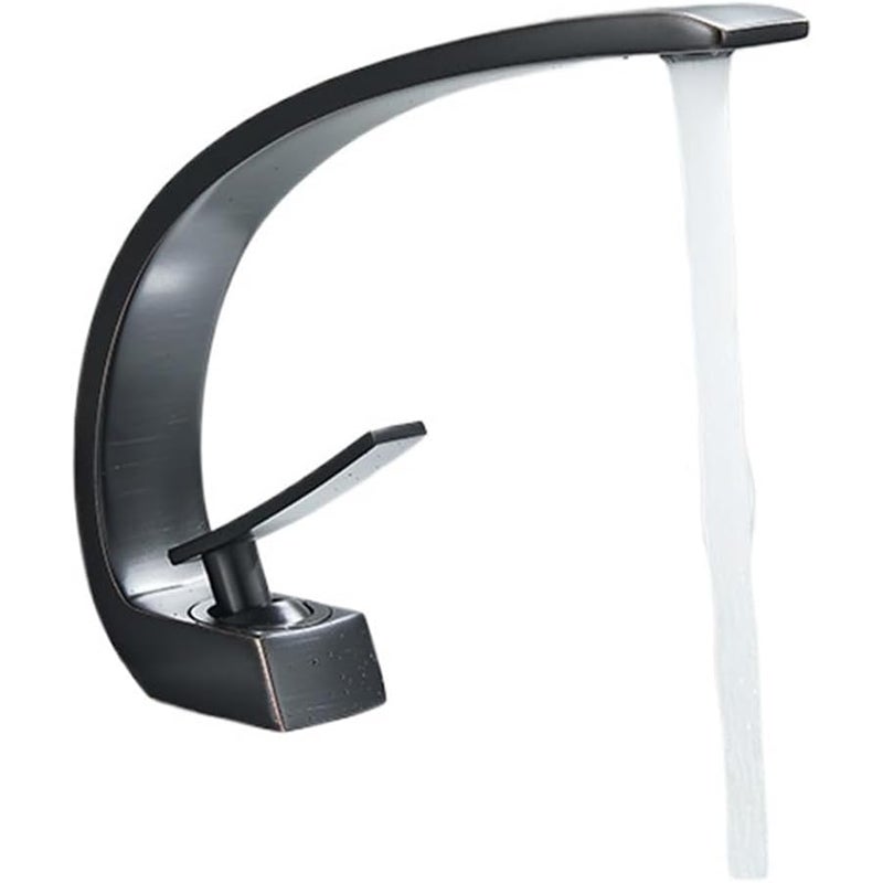 Kran łazienkowy 1/3 otwory, jedna łapa, design księżycowy, z deską + flexiblem, dla umywalki/kamper(czarny)