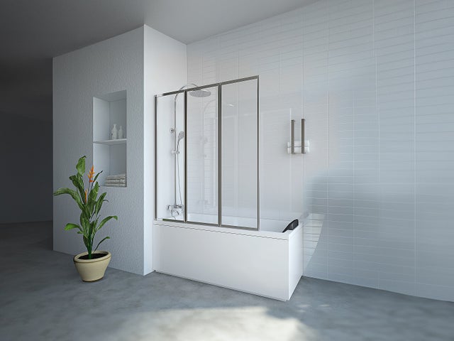 Pare baignoire pliant en métal - Coloris chrome - 120 x 140 cm - DISTRICT