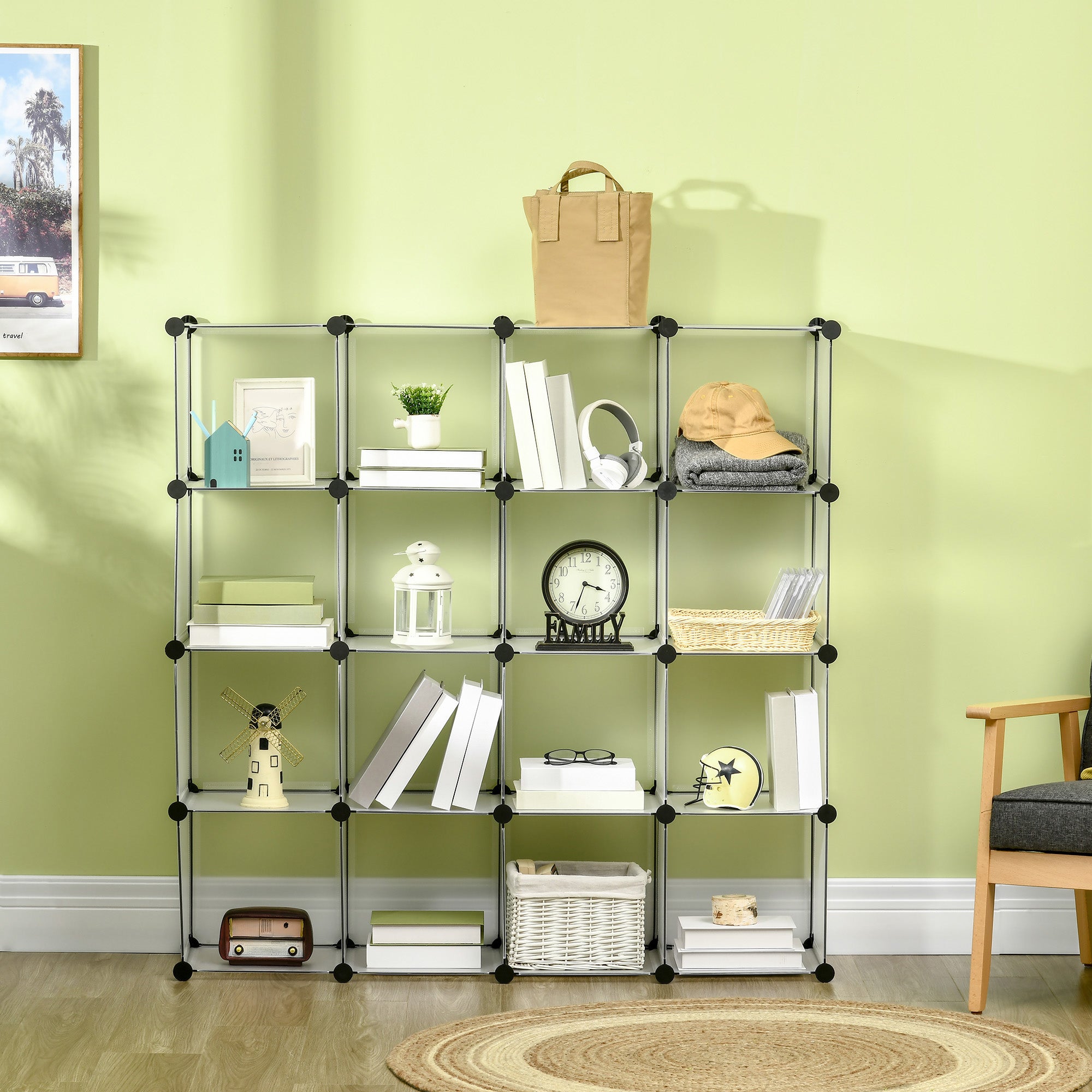 Meuble de rangement modulable, 16 cubes, meuble à chaussures, vêtements ...