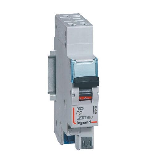 Disjoncteur DNXᶾ 4500 - 6 A - 1P+N - Courbe C - Bornes auto - 2