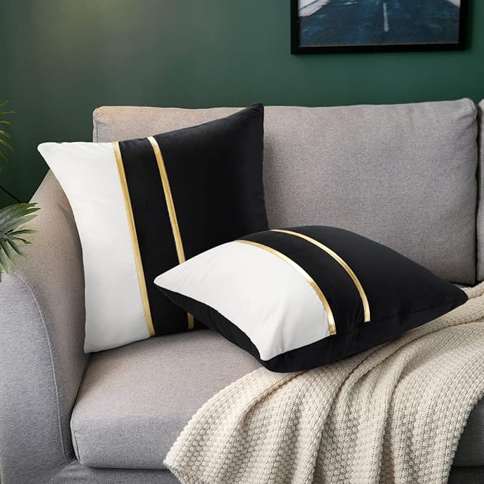 Housse de Coussin en Cuir Doré 45x45cm, Élégante et Moderne pour Canapé et Lit, Décoration Luxueuse - Lot de 2 - 2