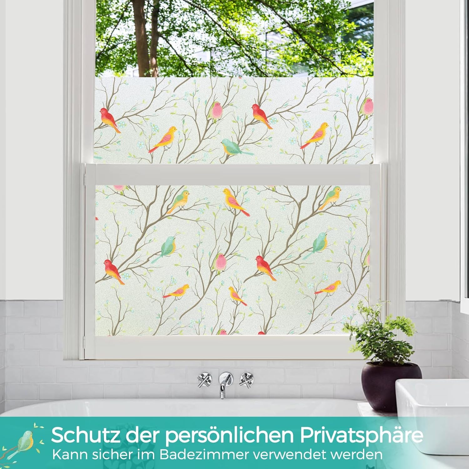 Pellicola elettrostatica per finestre (60 x 400 cm), opaca, antiriflesso, privacy, anti-UV, satinata, per ufficio, casa e camera da letto. - 4