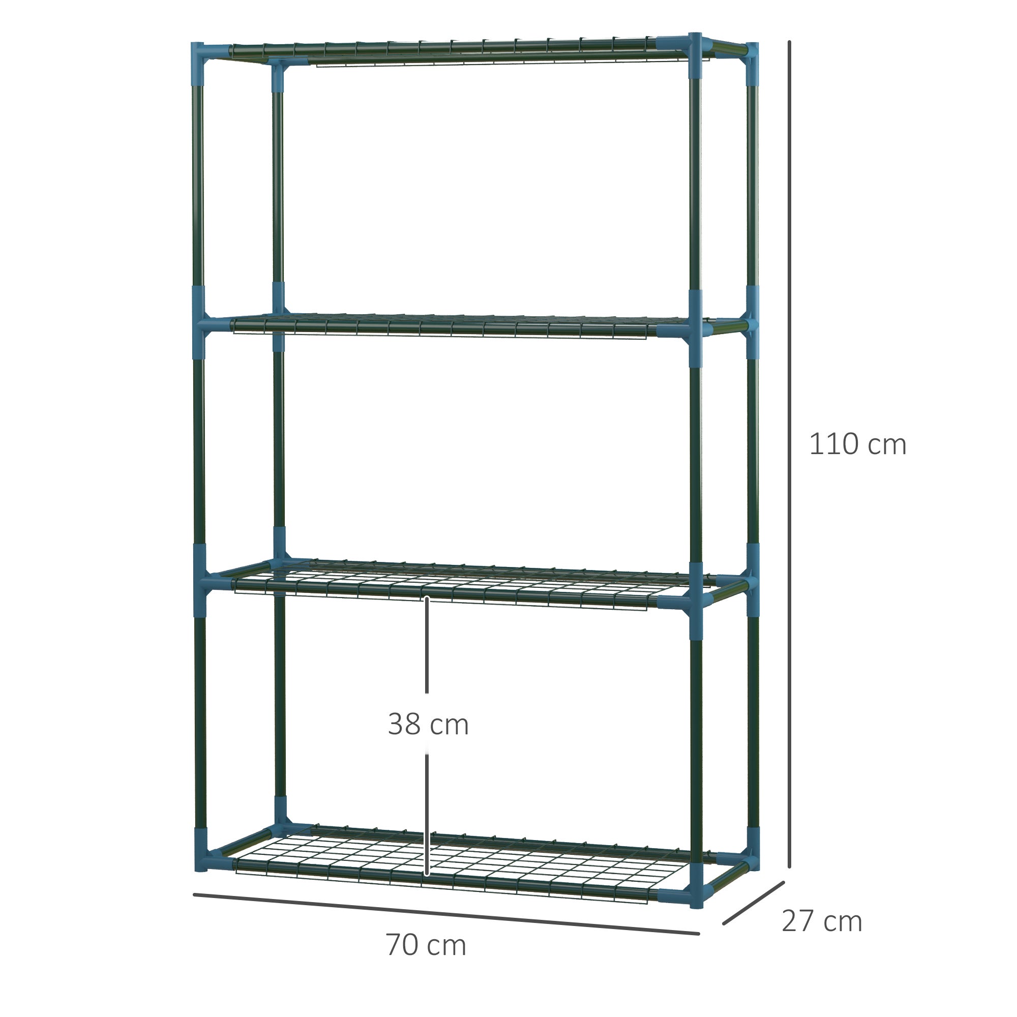 Lot de 2 Étagères à Fleurs en acier 4 Niveaux Intérieur et Extérieur. support de plantes 70 x 27 x 110 cm. vert - 5