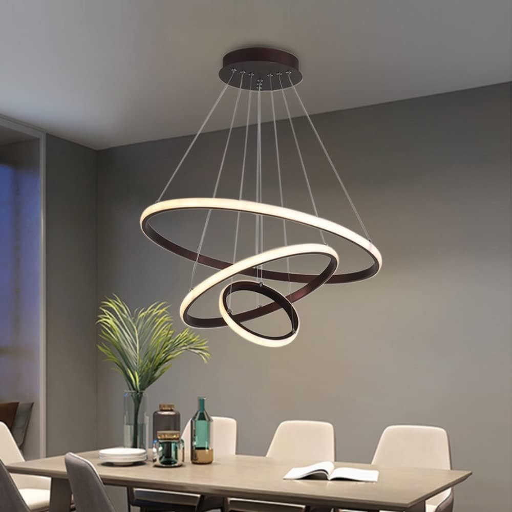 GOECO Lustre Dimmable 40W Moderne Cercle Anneaux Suspension Dimmable 3000K-6000K Pour salon chambre à coucher salle à manger bureau Noir - 3