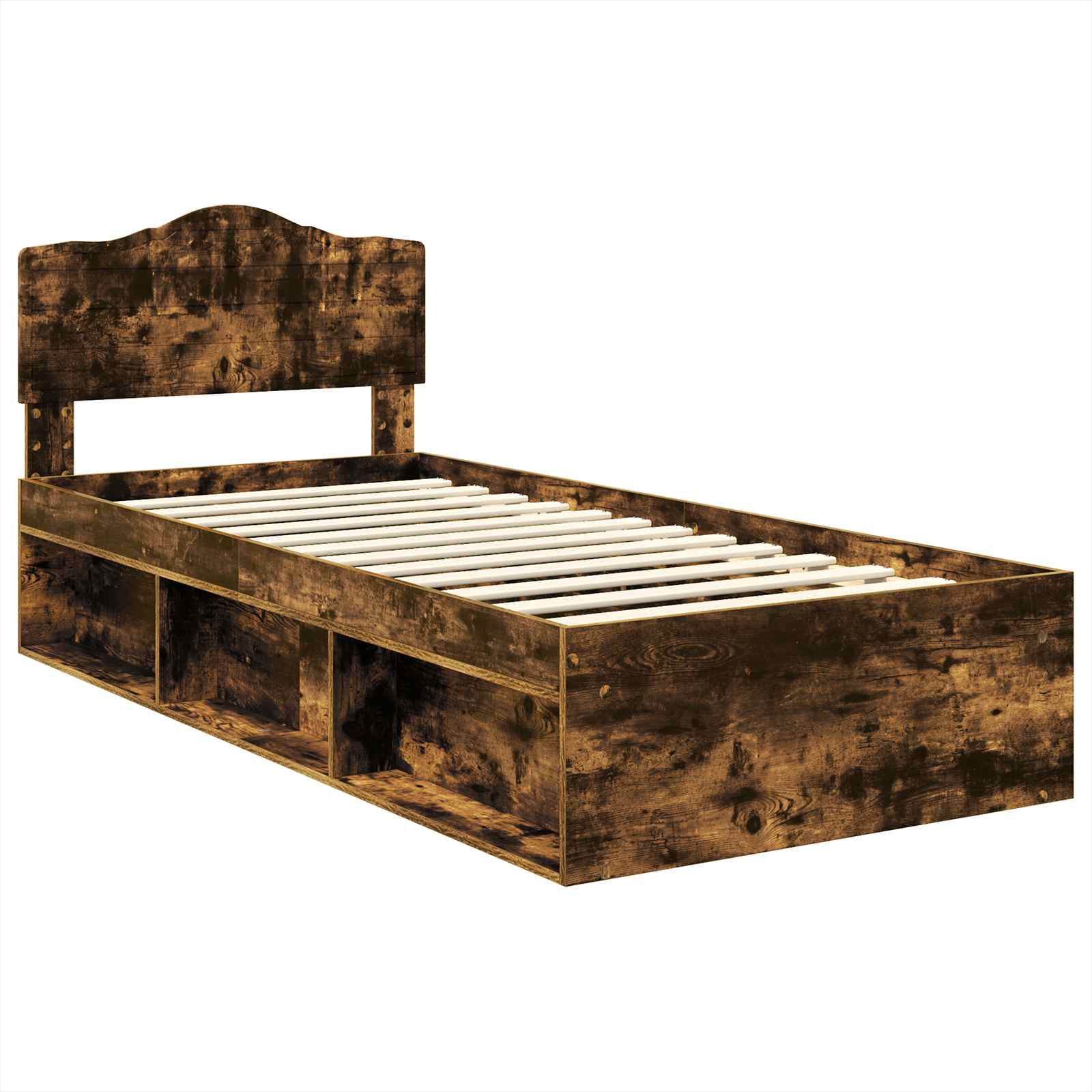 Cadre de lit chêne fumé 90 x 190 cm en bois de pin massif - 4