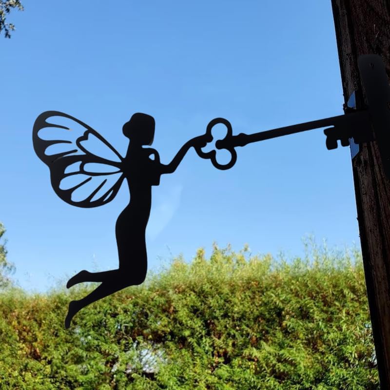 1 sztuka metalowego bajkowego ogrodu, dekoracja trawnika, wisząca rzeźba ścienna, dekoracje do domu (sylwetka wróżki, 30 x 20 cm)