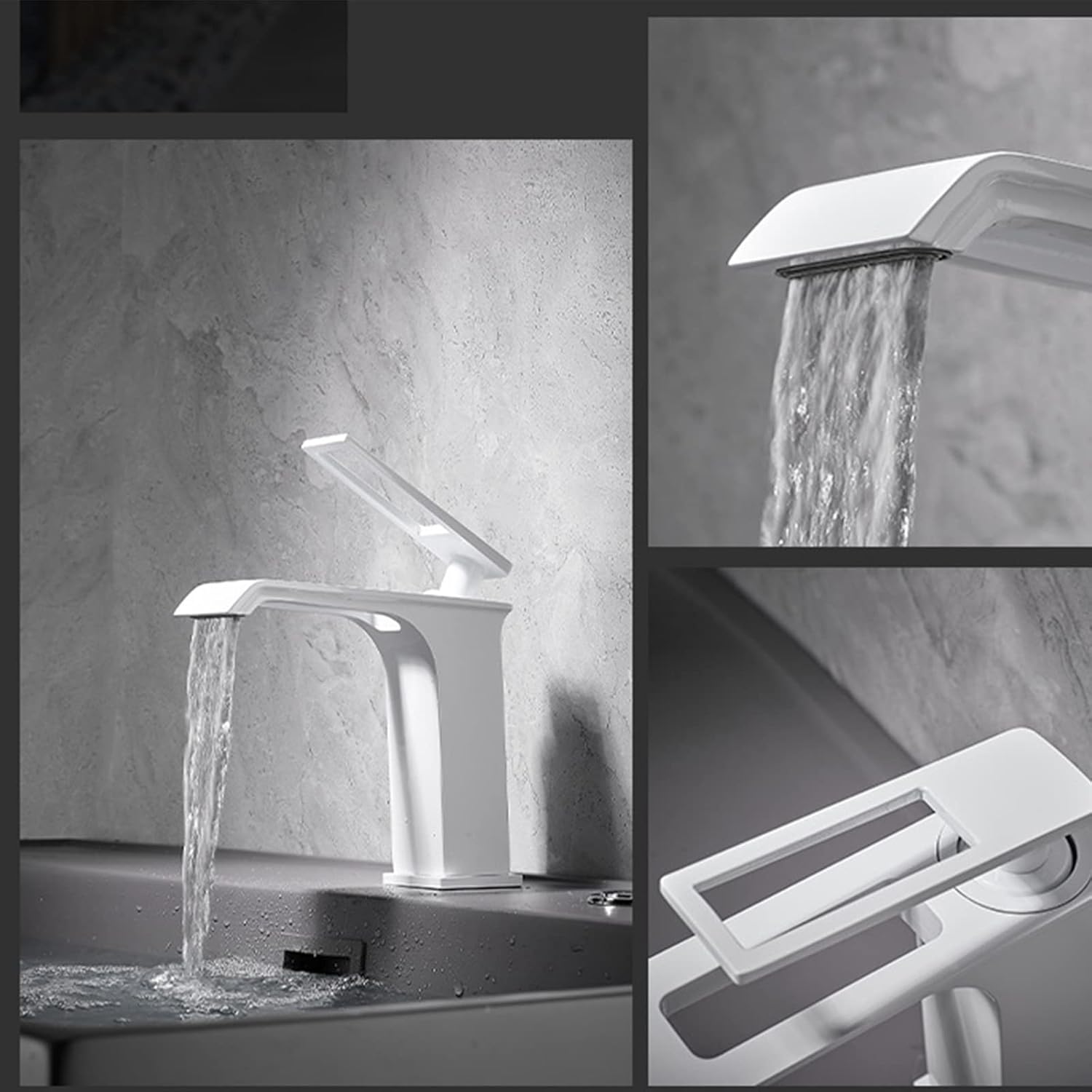 Rubinetto singolo bianco per acqua calda e fredda, in fusione di ottone, adatto per lavabo, mobiletto del bagno,rubinetto per lavabo sottopiano - 3