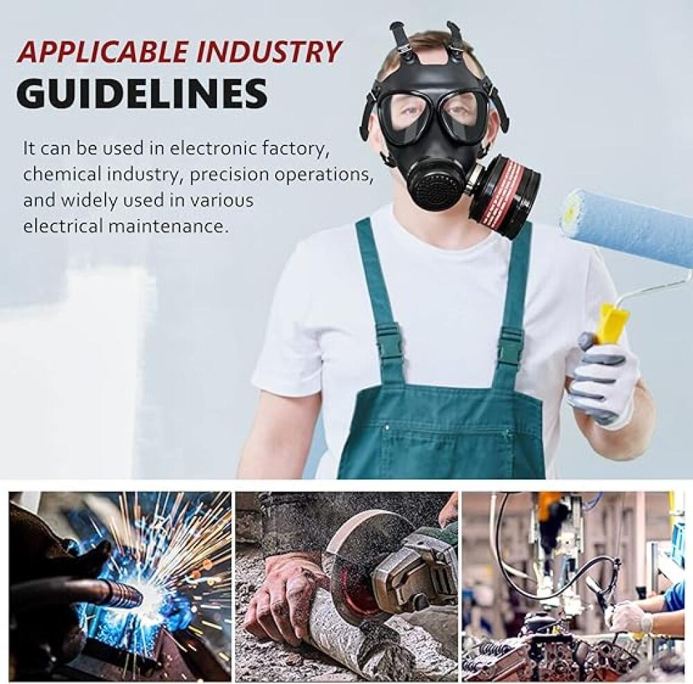 Respirateur intégral avec filtre à charbon actif de 40 mm, respirateur à gaz pour vapeur organique, chimique, soudure, anti-poussière, peinture - 4