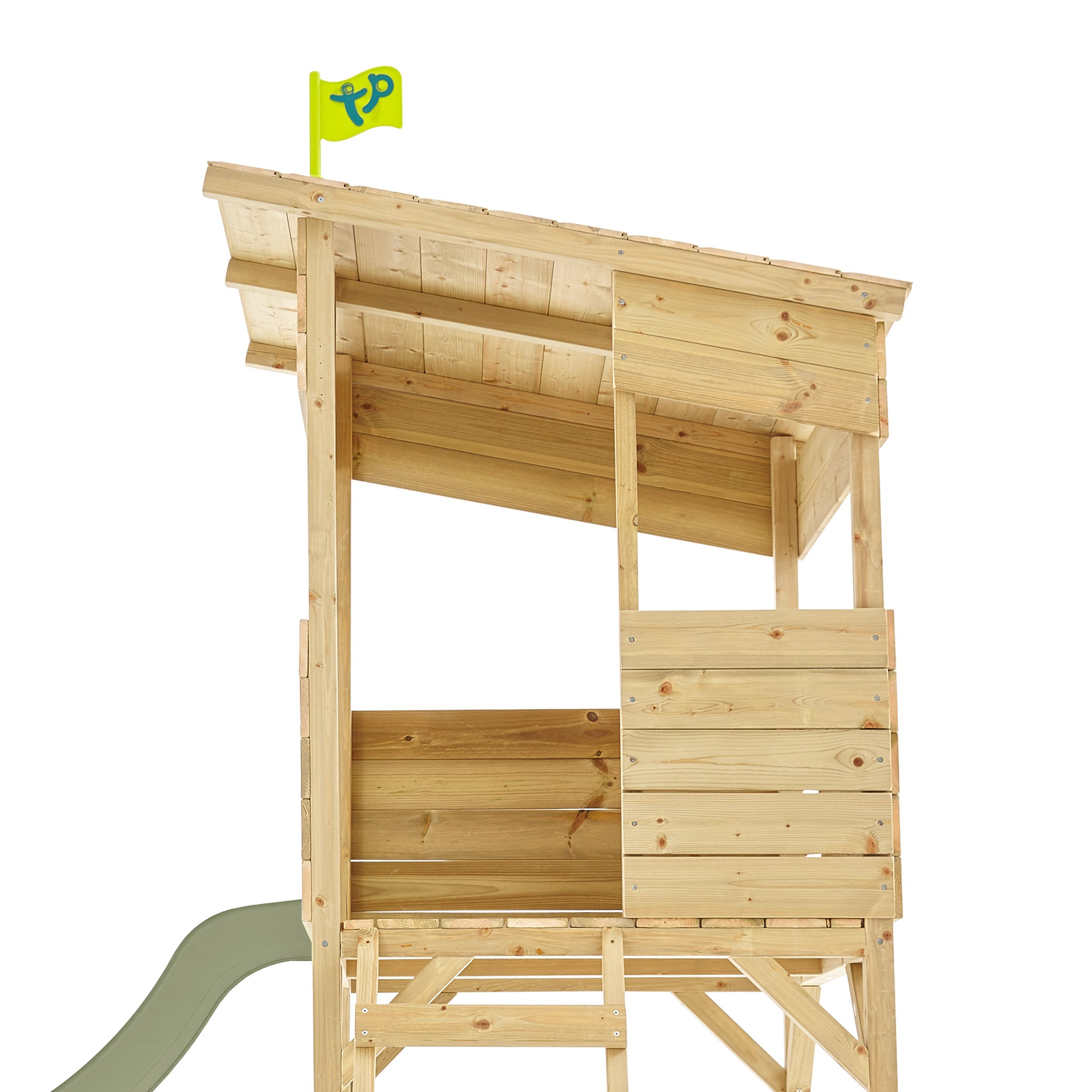 Cabane enfant sur pilotis avec toboggan vert kaki - bois FSC® - CIMES - 4